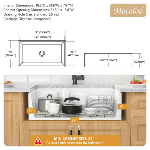 30 Inch Reversible Fireclay Farmhouse Kitchen Sink
