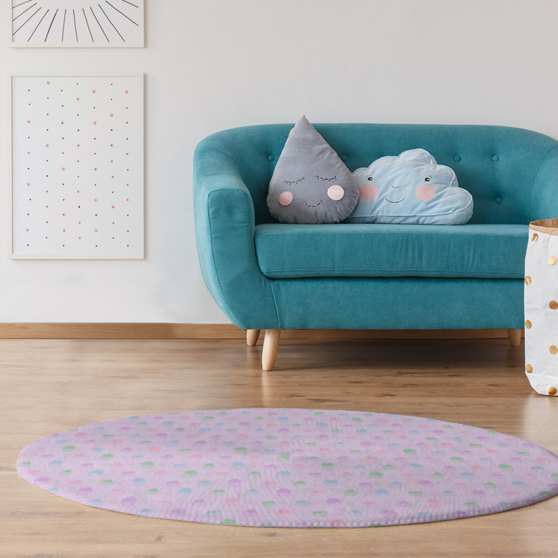 Tapis de zone mauve classic petits gâteaux, Rond 5 pi