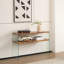 Console en panneau de fibres à densité moyenne, grande table d'appoint, bureau en verre trempé noyer, table d'entrée