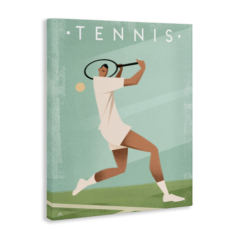 Toile de tennis rétro, design par Martin Wickstrom, H 48 po x l 36 po