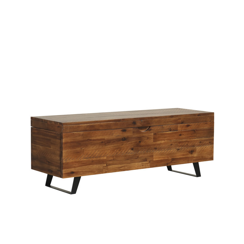 Banc de rangement en bois avec couvercle rabattable Coburn, Brun / Noir