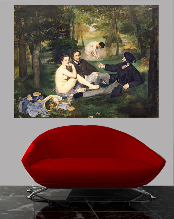 Adhésif décoratif Manet déjeuner sur l'Herbe (1863), H 46,5 po x l 60 po