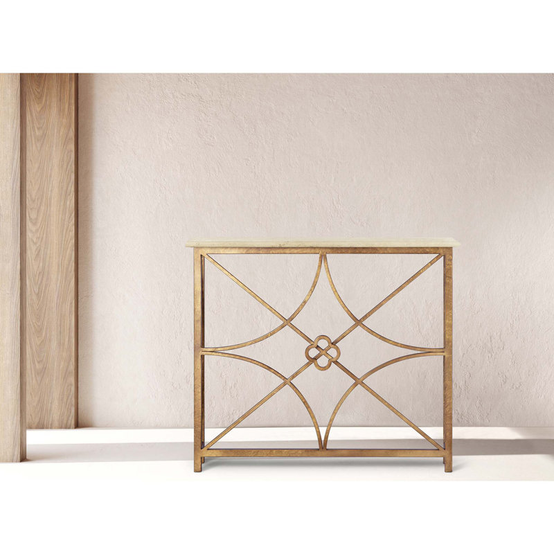 37" Console Table, Carrera Marble, Royal Gold