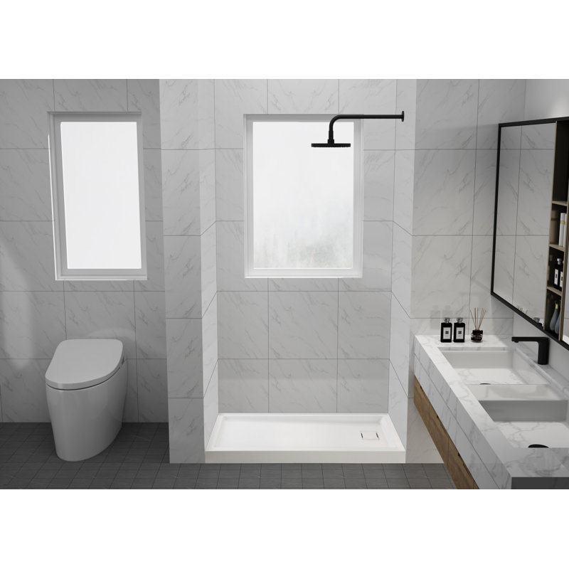 Kingston Brass Dominica 60-Inch x 32-Inch Acrylic Single Threshold Shower Base, Right