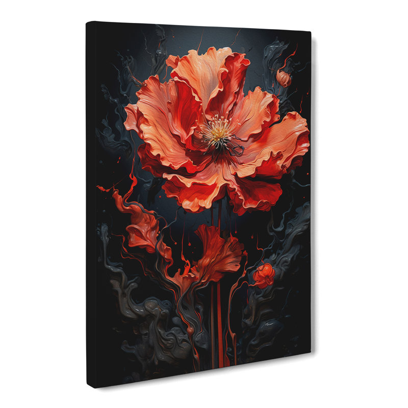 Poppy Flower Conceptual - Wrapped Canvas, 60cm H x 40cm W x 3cm D