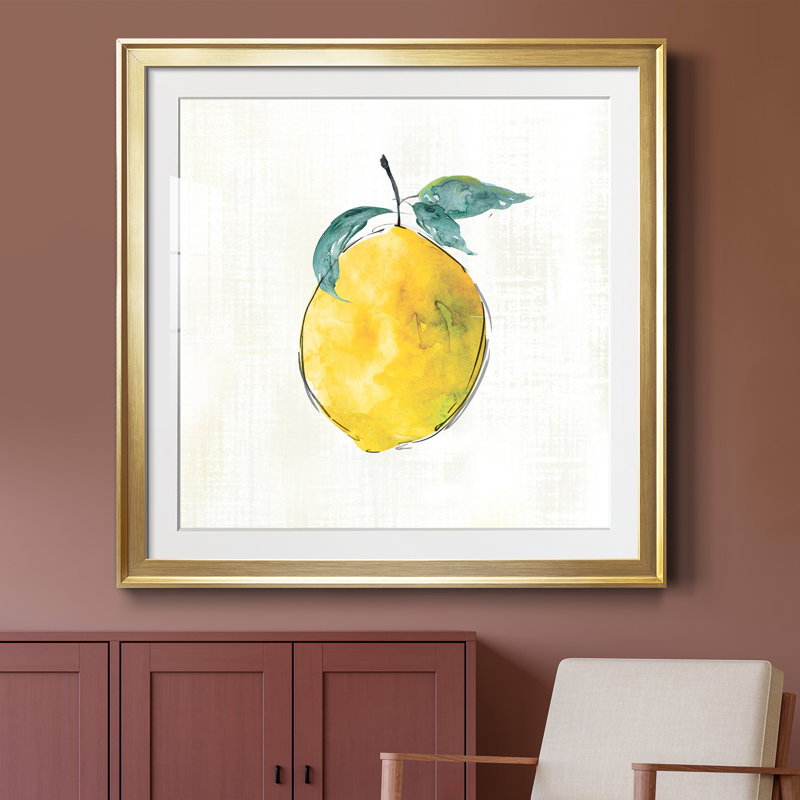 Happy Lemon - peinture encadrée, H 30,5 po x l 30,5 po x P 1,5 po, Encadrement doré