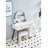 Fluted Makeup Vanity Desk With Round LED Mirror, Glass Top, 4 Drawers, Adjustable Shelves, Modern Dressing Table Set With Stool And Movable Side Table