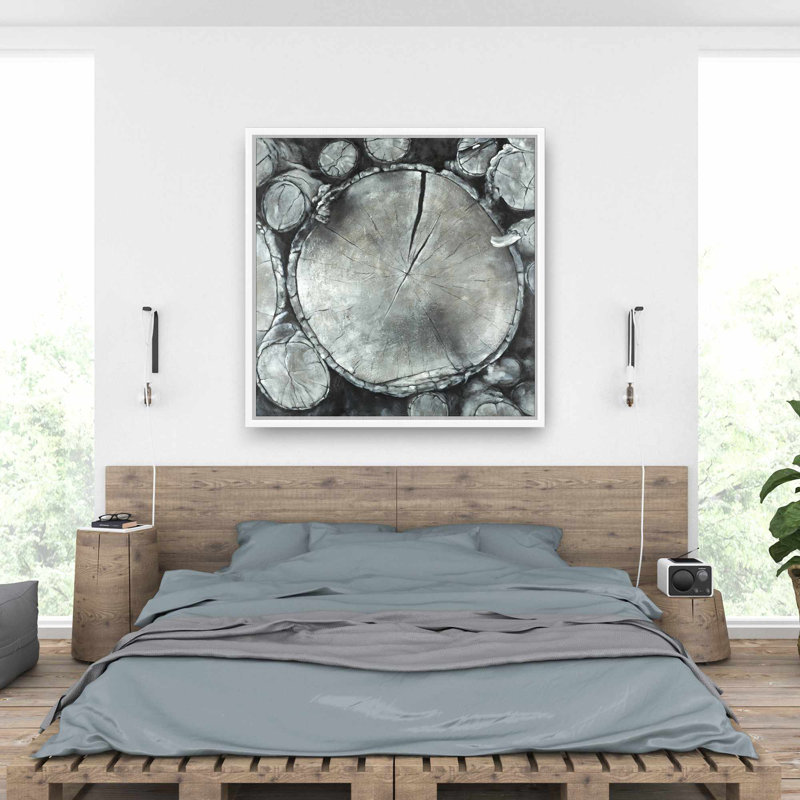 Bûches de bois empilées - décor de salon sur toile monochrome