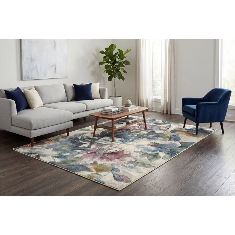 Tapis floral Trosper, Rectangle 3 pi 11 po x 5 pi 7 po