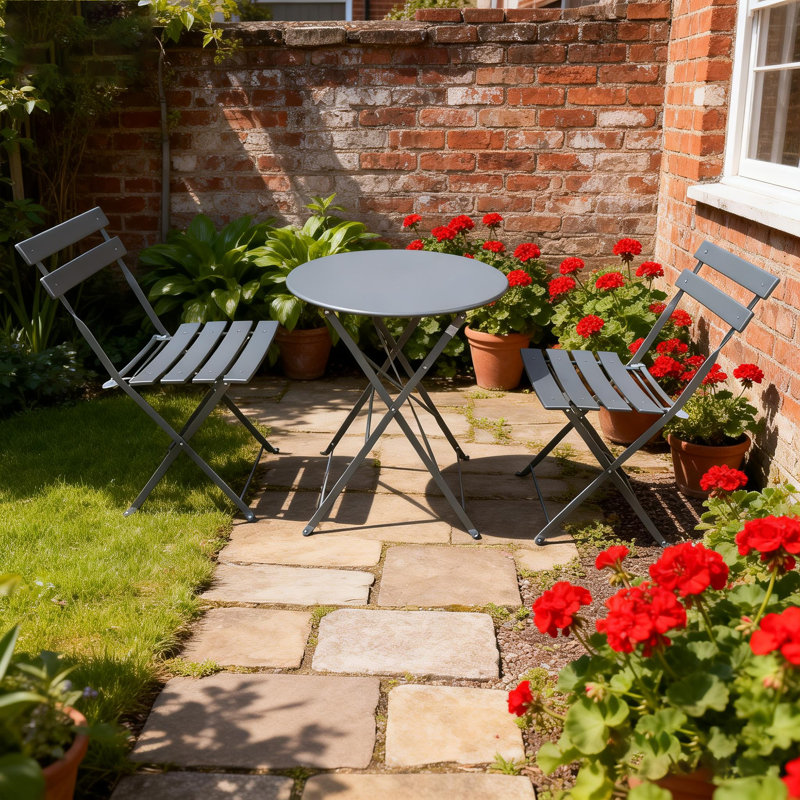 Round 3 - Piece 2 - Person 140Cm L Outdoor Bistro Set, Grey