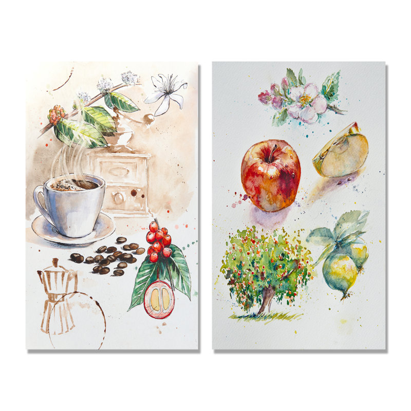 «Coffee In Hot Cup Coffee Redolent», ensemble de 2 reproductions sur toile, Toile tendue, H 20 po x l 24 po x P 1 po