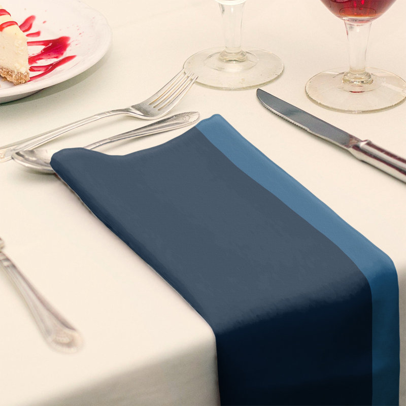Striped Square Napkin, 10" W x 10" L, Midnight Blue/Lake Blue/Midnight Blue, Polyester