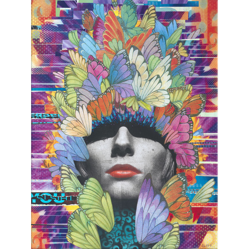 Nectar Print by Elige, Wrapped Canvas, Blue/Orange