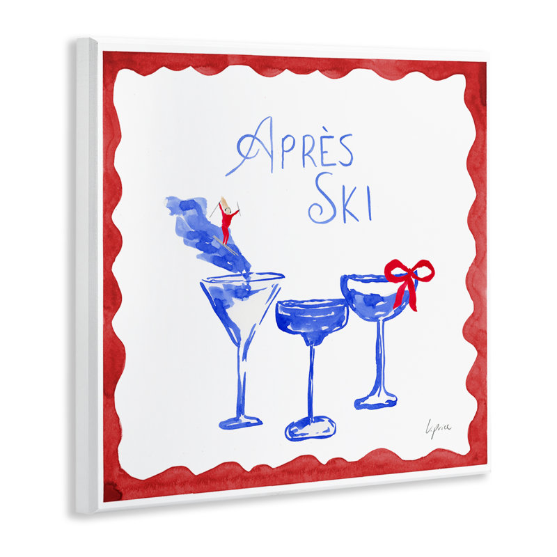 Plaque murale rouge et bleue Ski Cocktail, design par Lucille Price
