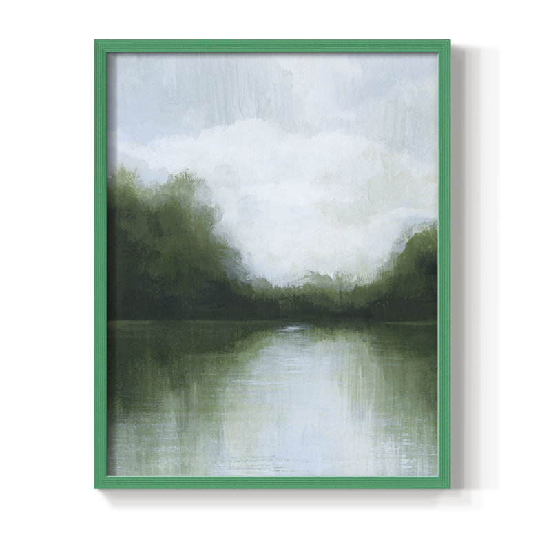 Mossy Reflections I Framed Print - Solid Wood, 15" H x 12" W, Green