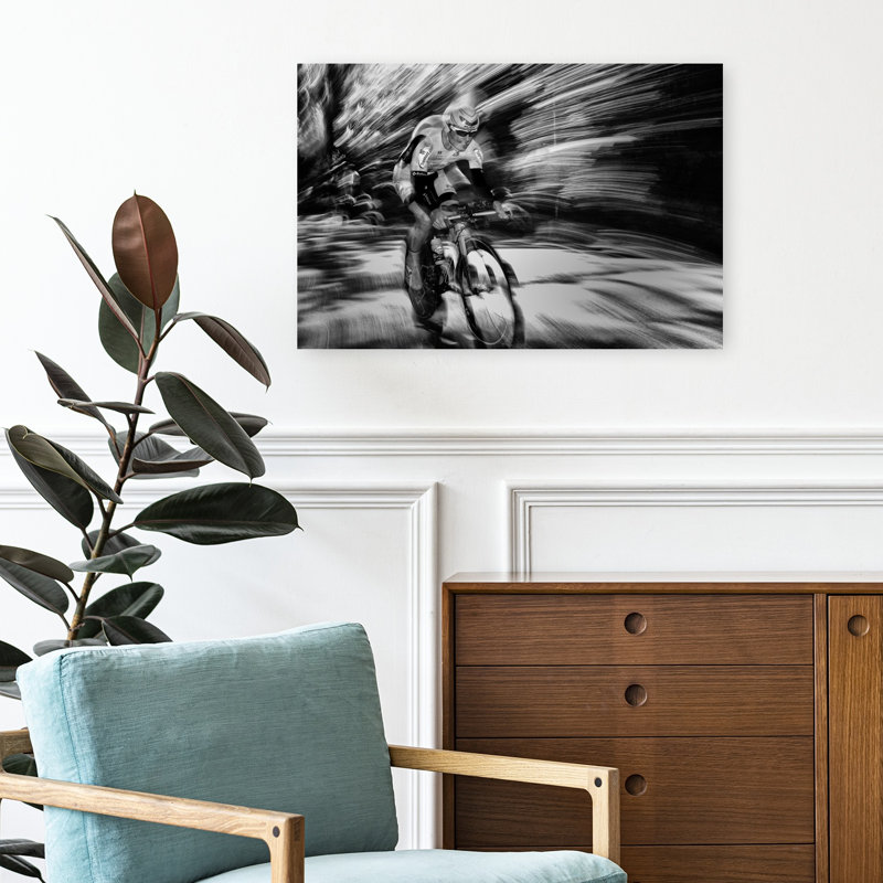 «Speeding Cyclist Motion Energetic», reproduction d'art murale contemporaine, 16" H x 24" W