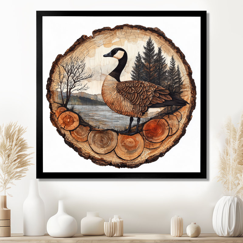 Oie canadienne d'automne Graziose au bord du lac III, H 16 po x l 16 po, Reproduction encadrée d'une seule photo