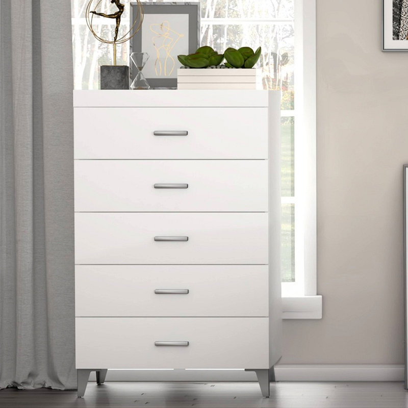 Meuble de rangement contemporain pour chambre à coucher 5 tiroirs 1 pièce