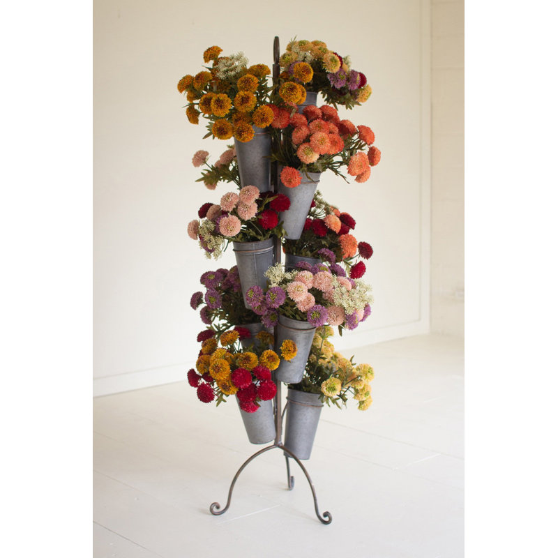  Pot à fleurs en métal, pot en fer gris vieilli H 66,5 po
