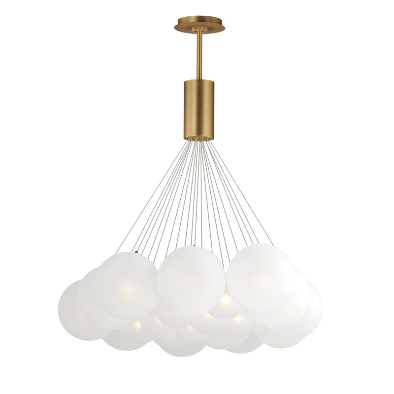 Luminaire suspendu grappe 20 lumières Alikee, Or, Blanc