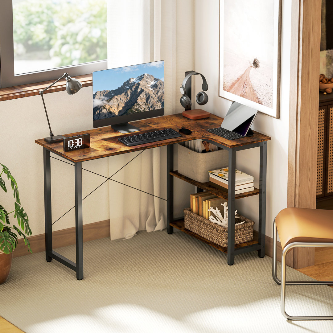 L-Shaped Metal Base Computer Desk