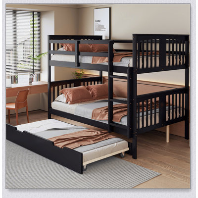 Full Over Full Bunk Bed With Twin Size Trundle And Ladder