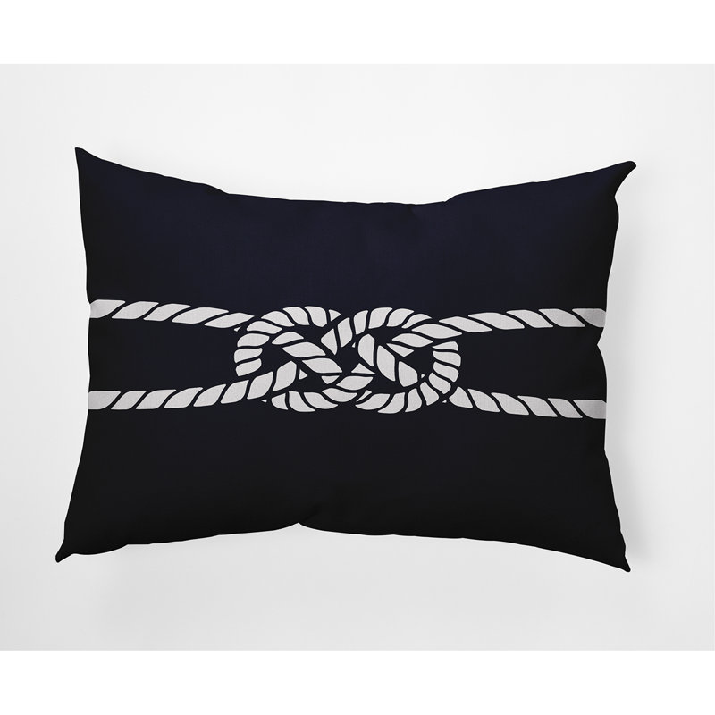 Nautical Nights Outdoor Reversible Throw Pillow, Navy Blue