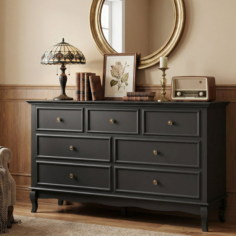 Commode 7 tiroirs Blane, Noir