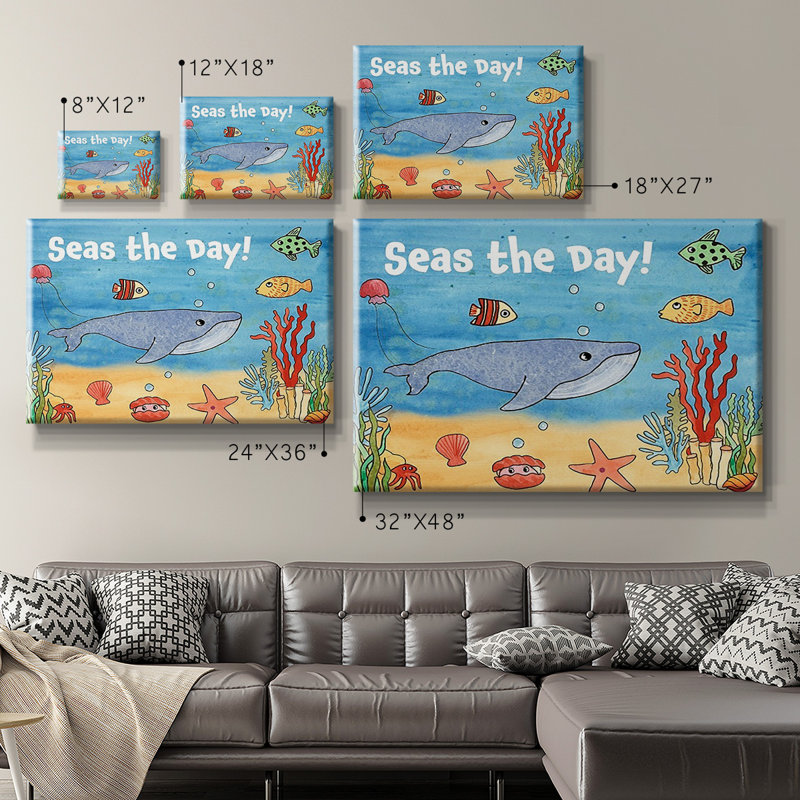 Mignon Sea Creatures II, toile tendue avec châssis de qualité supérieure - prête à être accrochée, H 24 po x l 36 po