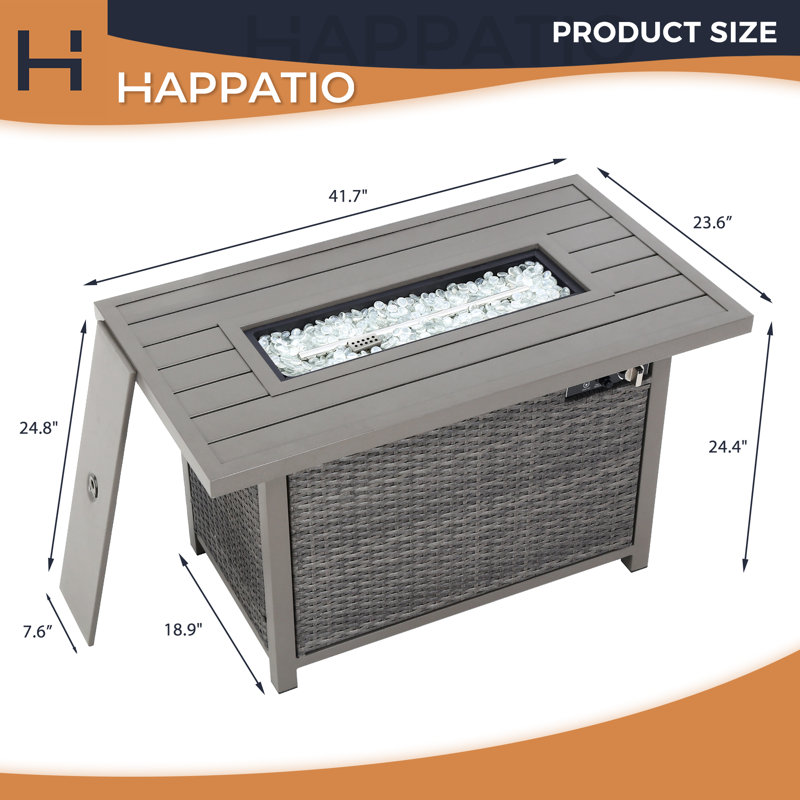 Foyer au propane Happatio 42 pouces 50 000 BTU (noir), Gris