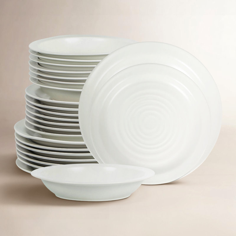 Stone Lain Orbit 24-Piece Dinnerware Set Stoneware, White