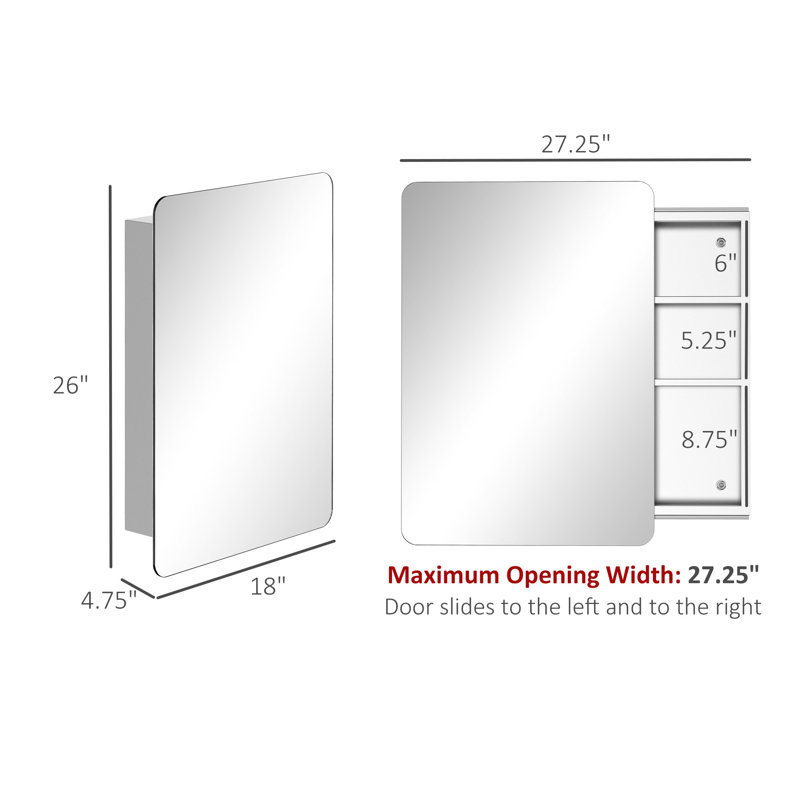 Exquisite Wall Mount Appearance Bathroom Cabinet with Shelf,Towel Rack with Mirror Sliding Door