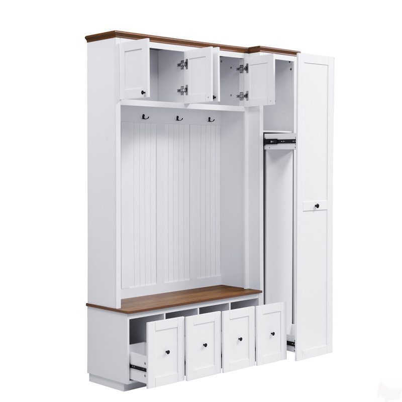 Portemanteau d'entrée avec banc de rangement VIBE Haus, White