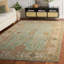 Oushak Oriental Hand-Knotted Wool Dark Green/Light Area Rug-556422858