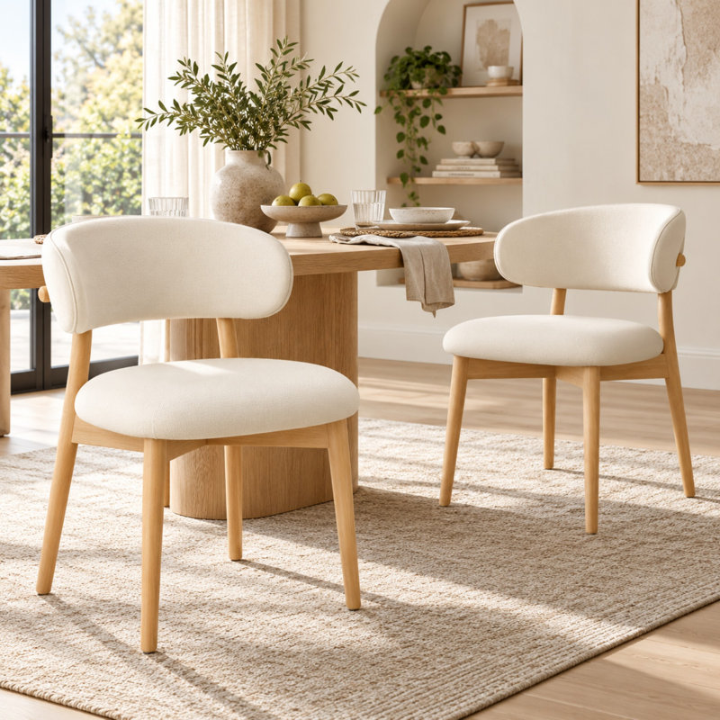 Bosvilt PU Leather Dining Chairs with Solid Wood Legs