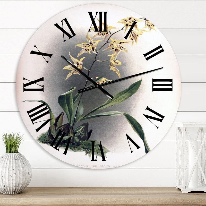 Orchidée rétro - horloge murale traditionnelle, Petit