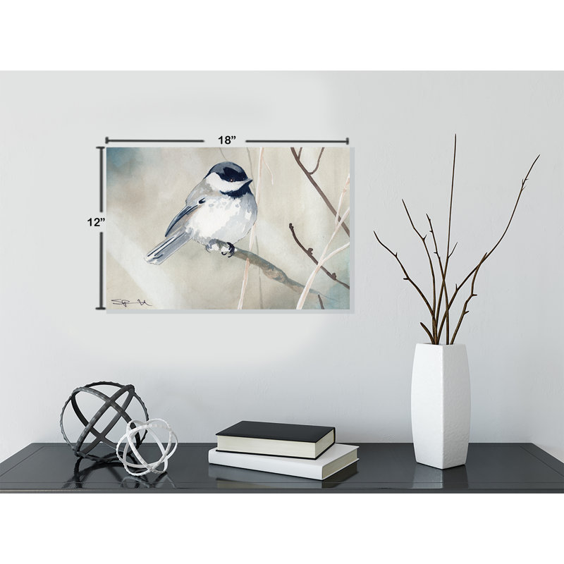 «Little Bird», reproduction d'aquarelle sur toile, H 12 po x l 18 po x P 1,5 po, Pas de tapis, Toile tendue