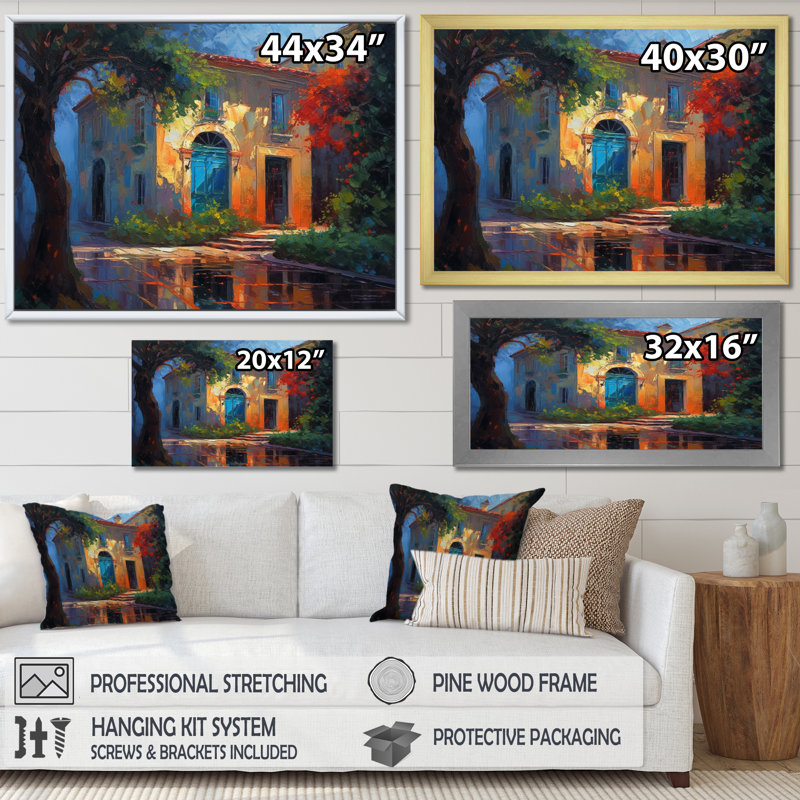 "Rurale campagne charmante II", reproduction sur toile, Cadre simple noir, H 34 po x l 44 po x P 1,5 po