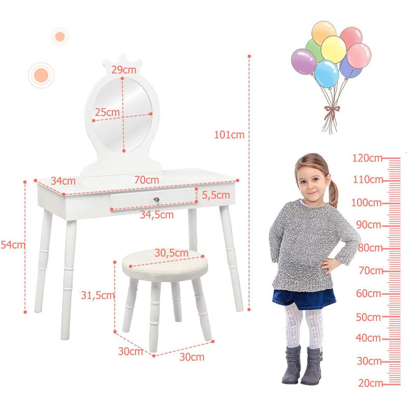 Aadil Kids Vanity Stool with Mirror