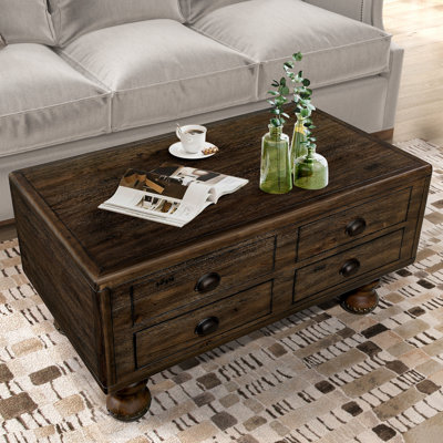 40" Rectangle Single Coffee Table with Storage Drawers