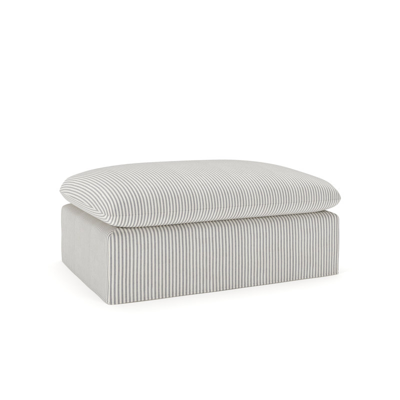 Luna Slipcovered Ottoman And A Half, Cruise Gray Striped