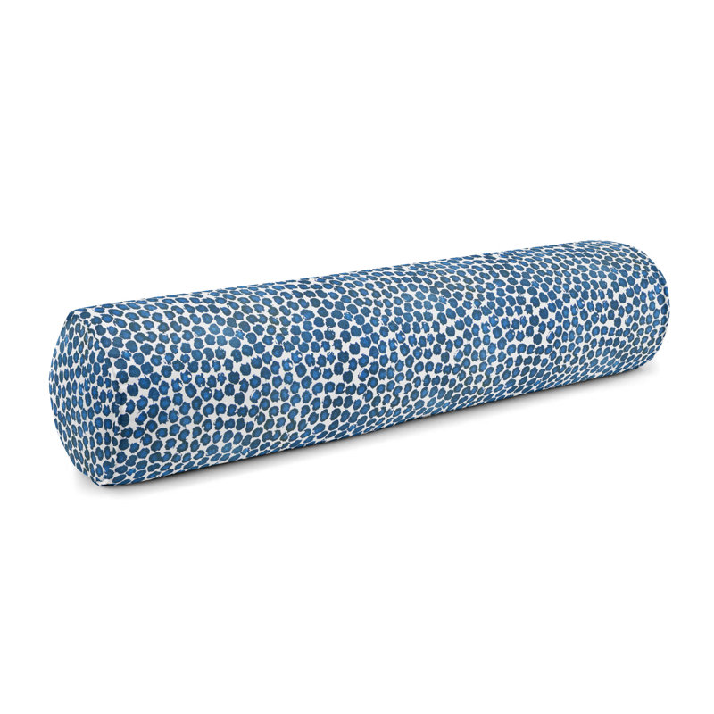 Coussin de traversin en mélange de pois, Bleu / blanc, 8 po x 24 po