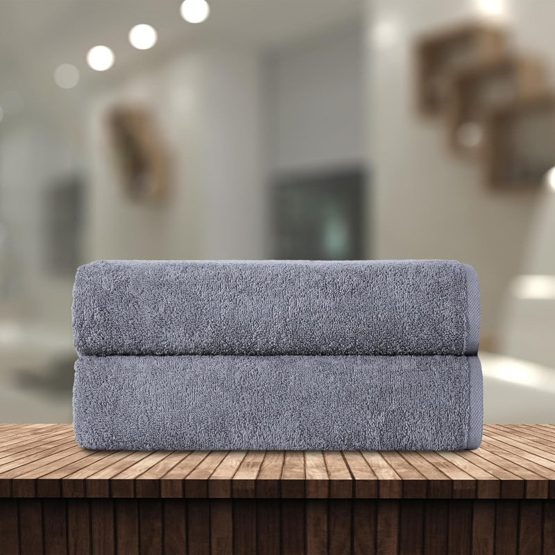 Premium 100% Cotton Bath Towels Set of 2 Super Soft & Absorbent Towels for Kids & Babies 30"x56" Luxurious Comfort, Gray