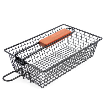 Yukon Glory folding grill basket with locking lid, wire mesh, for fries and fish