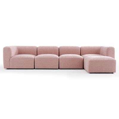 Canapé d'angle modulaire moderne de 5 pièces à profil bas avec pouf