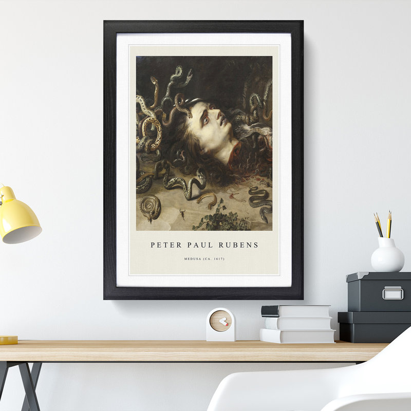The Head of Medusa by Peter Paul Rubens - Picture Frame Painting, 48cm H x 36cm W x 2cm D, Black Framed