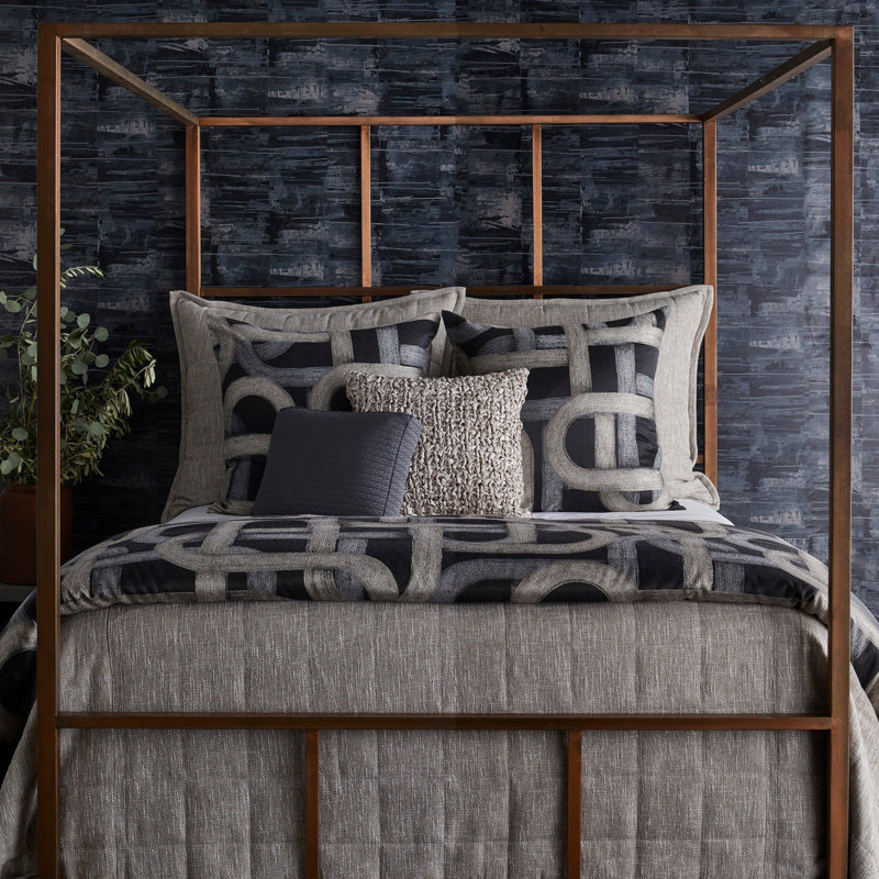 Interchange Abstract Pillow Sham, Black, Euro