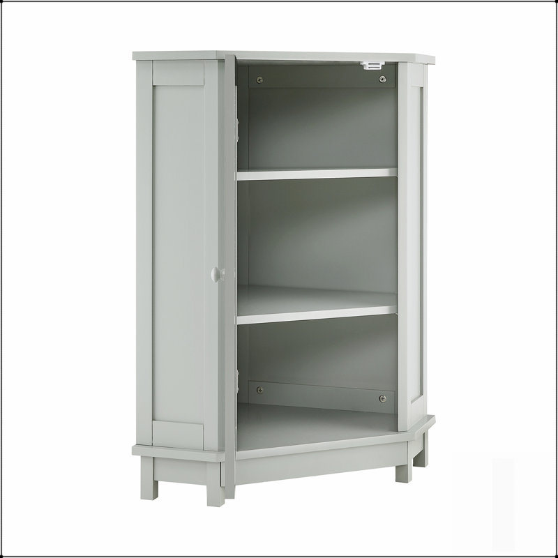 Bathroom Cabinet Triangle Corner Storage with Adjustable Shelf, Modern MDF Board Design for Space Efficiency