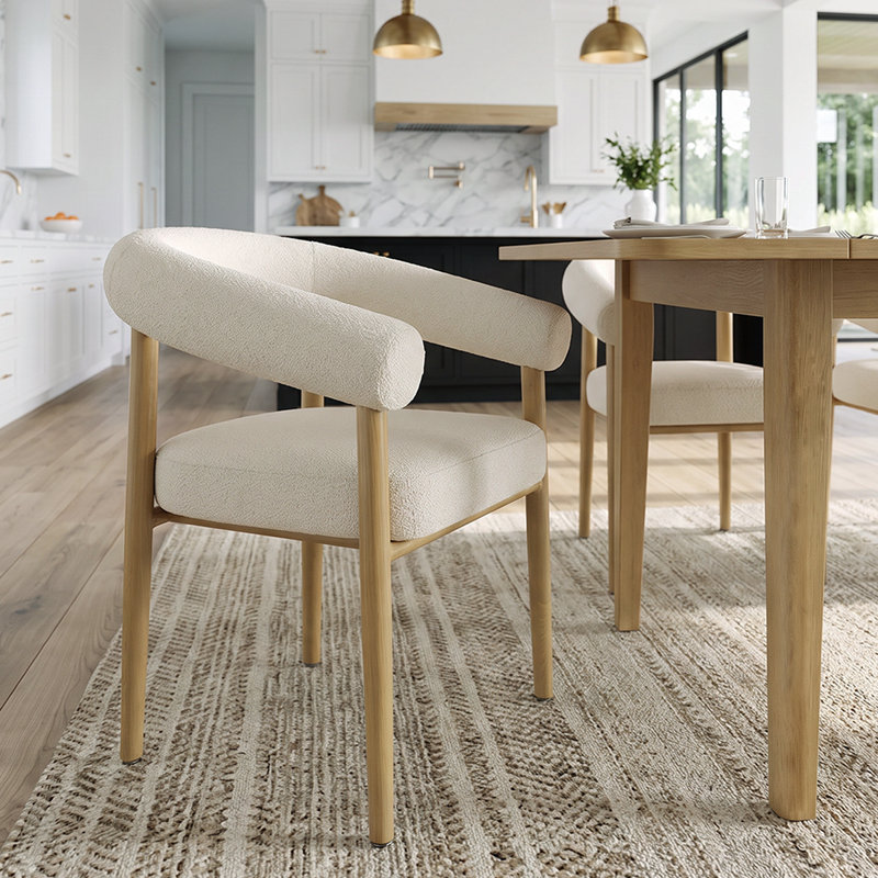 Ensemble de table de salle à manger extensible 72 "à 104" en placage de bois avec 8 fauteuils bouclés