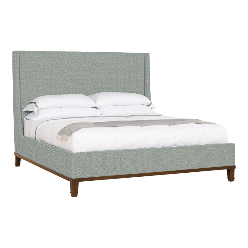 Michael Weiss Solid Wood Wingback Bed, Tuck Water, Dove Gray